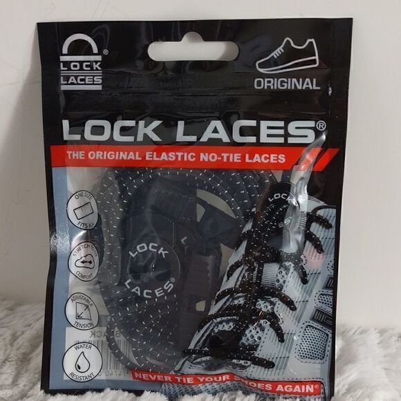 Lock Laces Black Shoe Laces - Picture 1 of 4